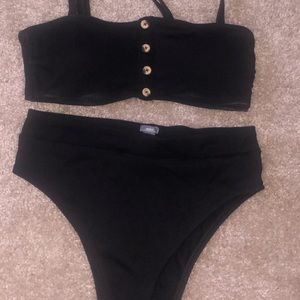 Ribbed high waist high leg bikini